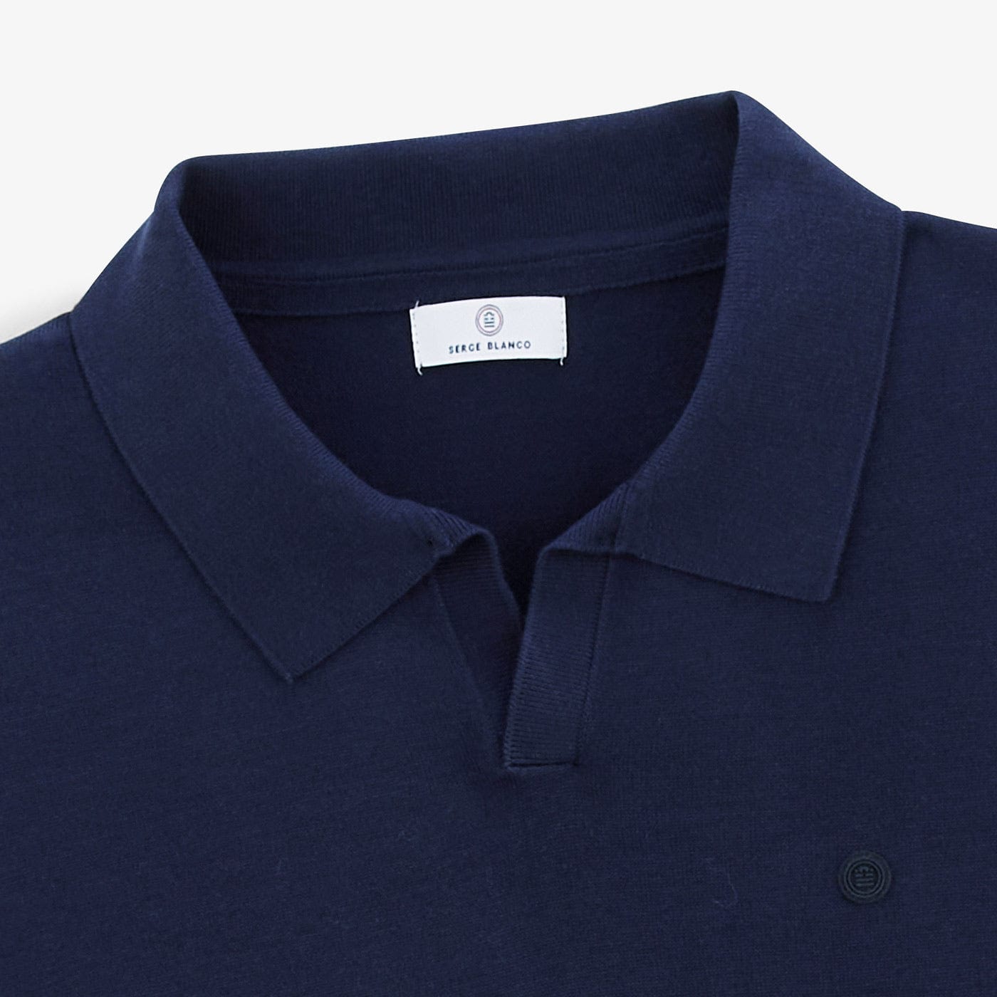 Pull Marvin Col Polo Manches Courtes En Coton Bleu Nuit Homme SERGE BLANCO