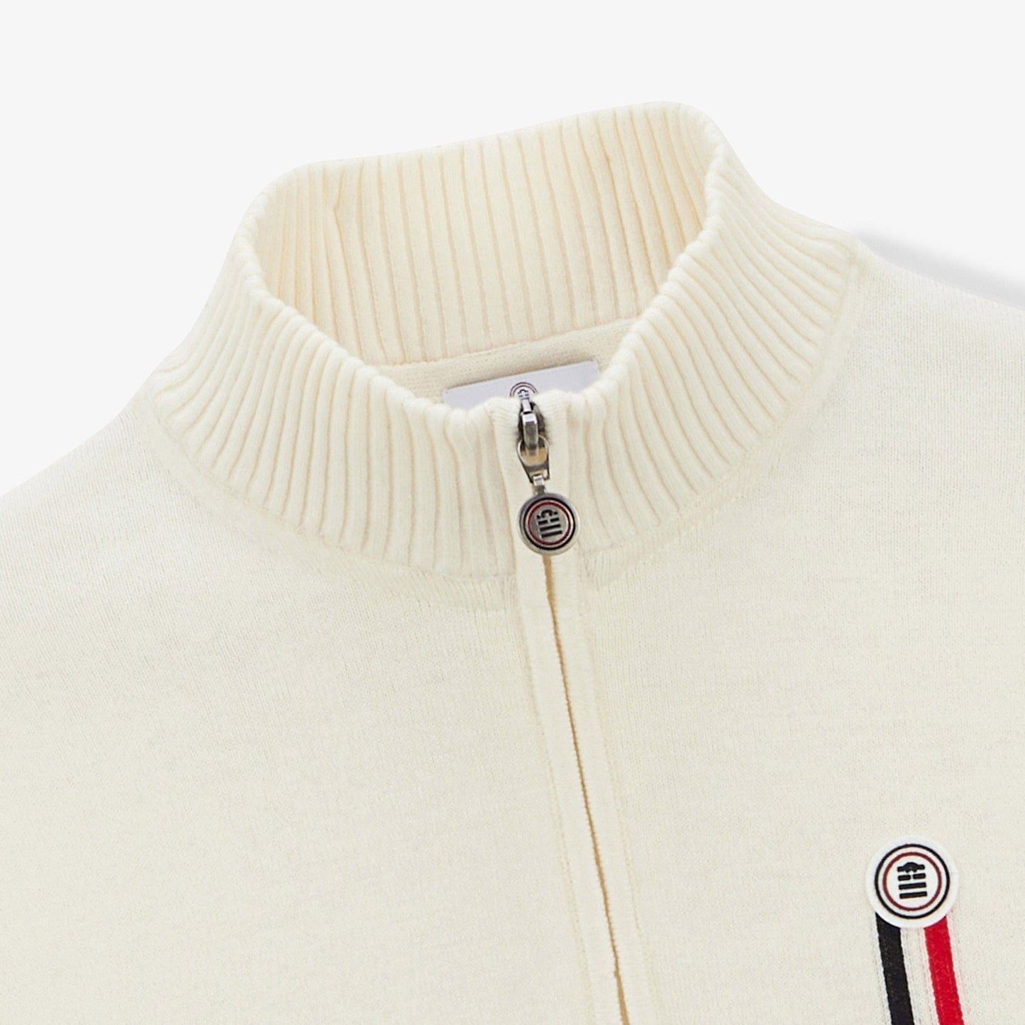 Pull Merton Col Zippé Off White Badge Tricolore Homme SERGE BLANCO