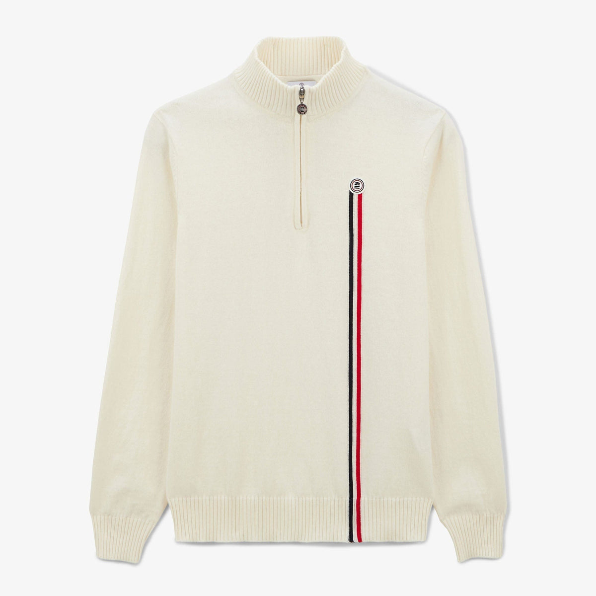 Pull Merton Col Zippé Off White Badge Tricolore Homme SERGE BLANCO