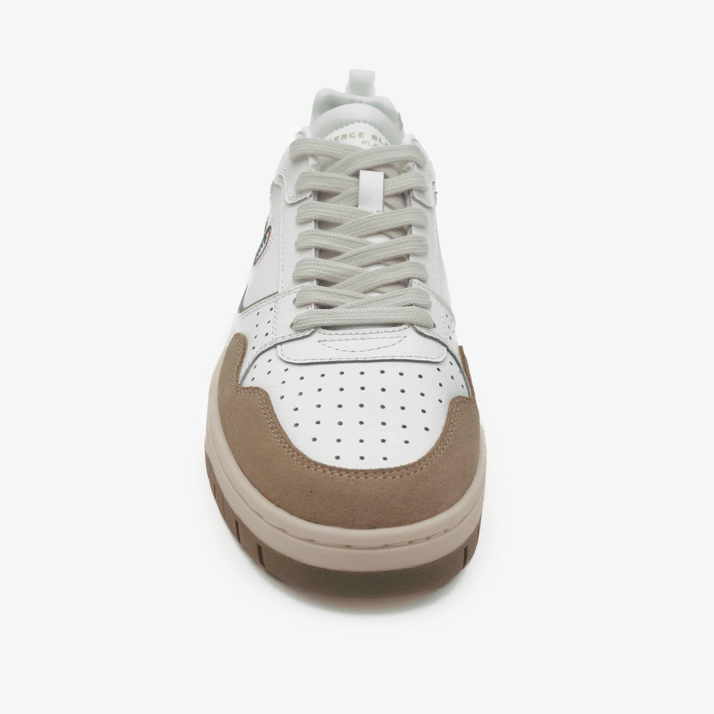 Sneaker Vernaz Sand Cuir Bicolore Blanche et Beige Homme SERGE BLANCO