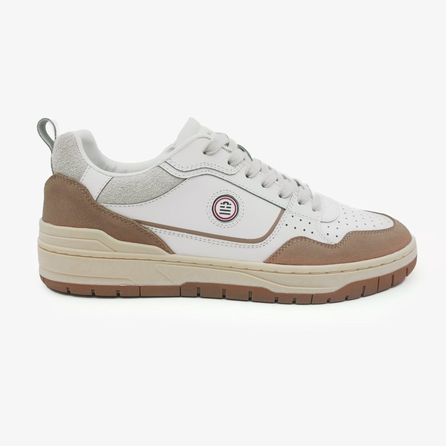 Sneaker Vernaz Sand Cuir Bicolore Blanche et Beige Homme SERGE BLANCO