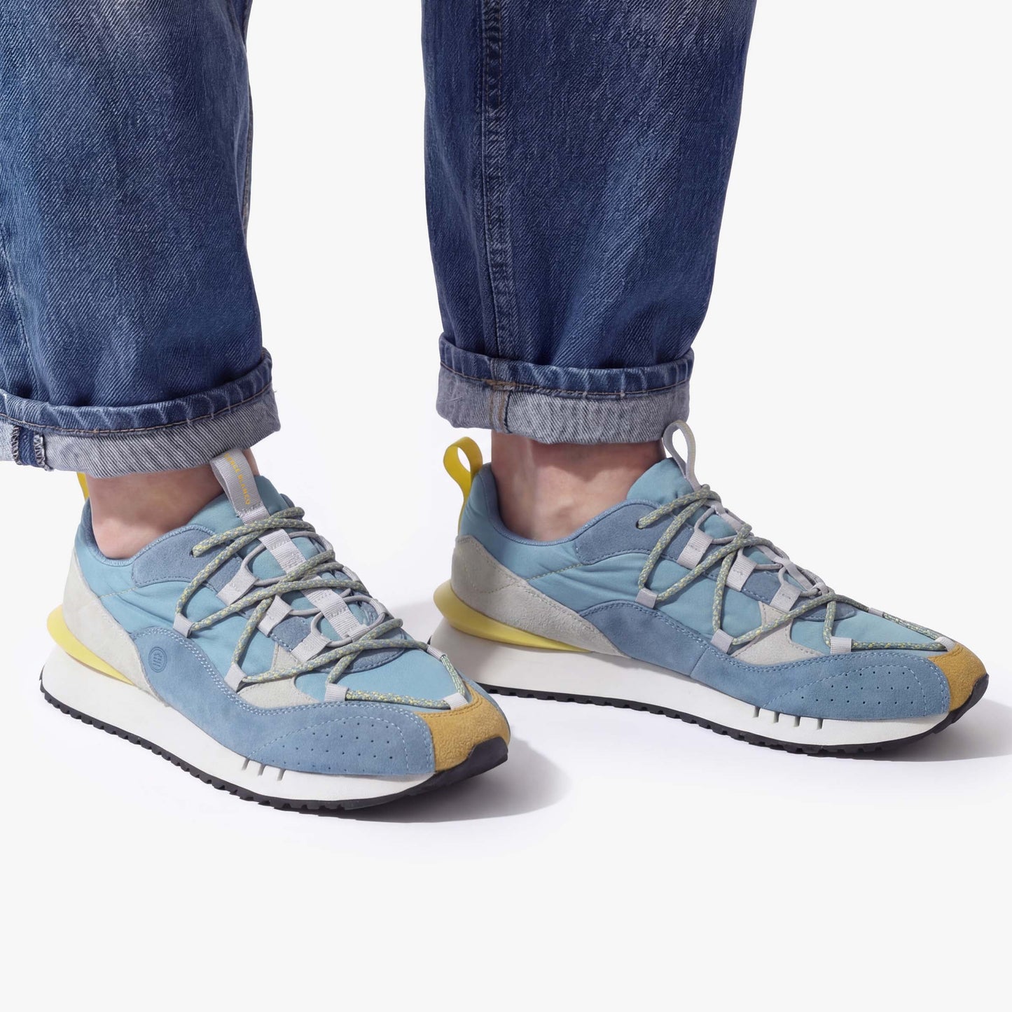 Sneakers Appolo Bleu Ciel Jaune et Gris Homme SERGE BLANCO