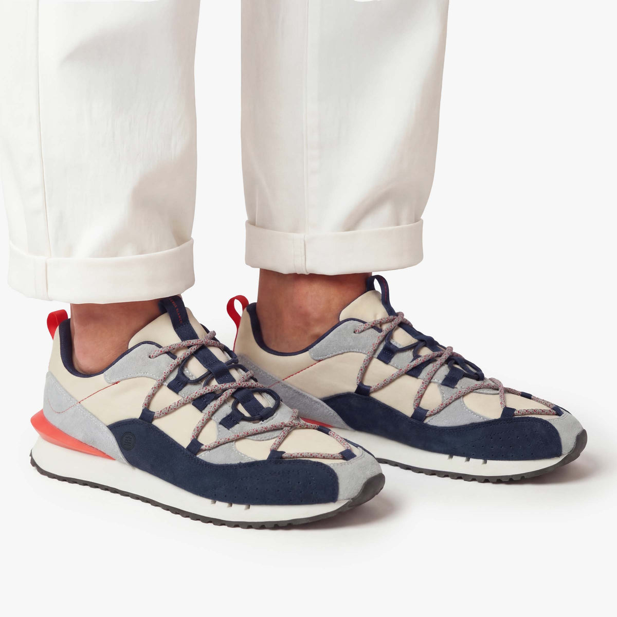 Sneakers Appolo Marineblauw Grijs en Rood Heren SERGE BLANCO