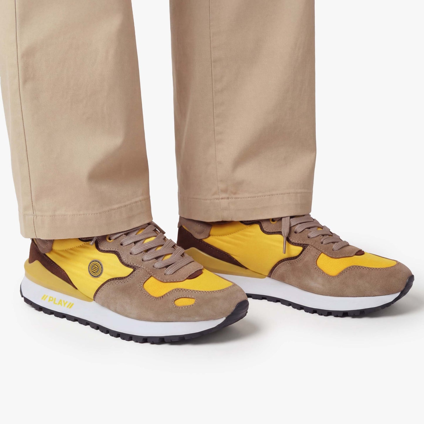 Sneakers Praloup Jaune Kaki et Marron Homme SERGE BLANCO