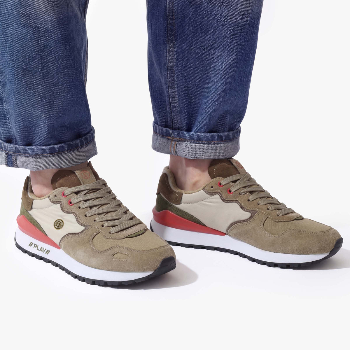 Sneakers Praloup Vert Kaki et Olive Homme SERGE BLANCO
