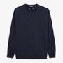 Men's Navy Blue Cotton Round Neck Sweatshirt with Old Dye Finish by SERGE BLANCO