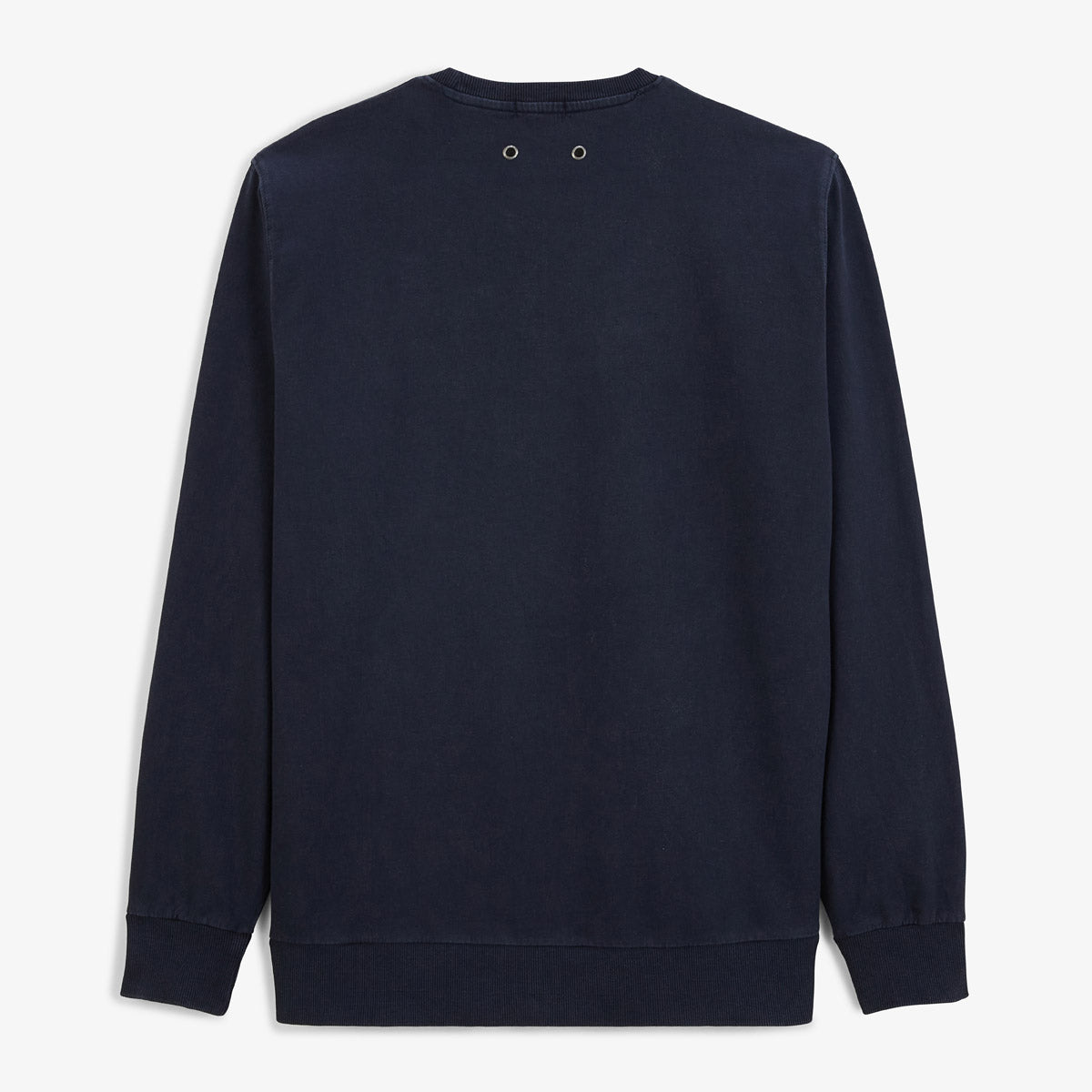 Men's Navy Blue Cotton Round Neck Sweatshirt with Old Dye Finish by SERGE BLANCO