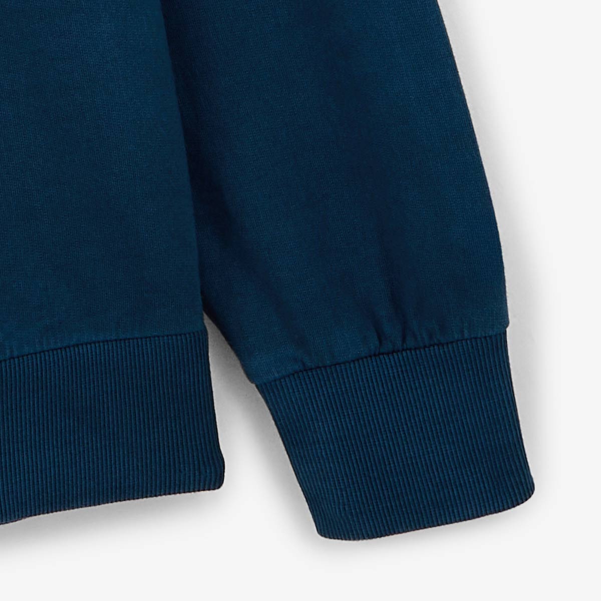 Men's round neck sweatshirt in opal blue cotton with old dye effect SERGE BLANCO