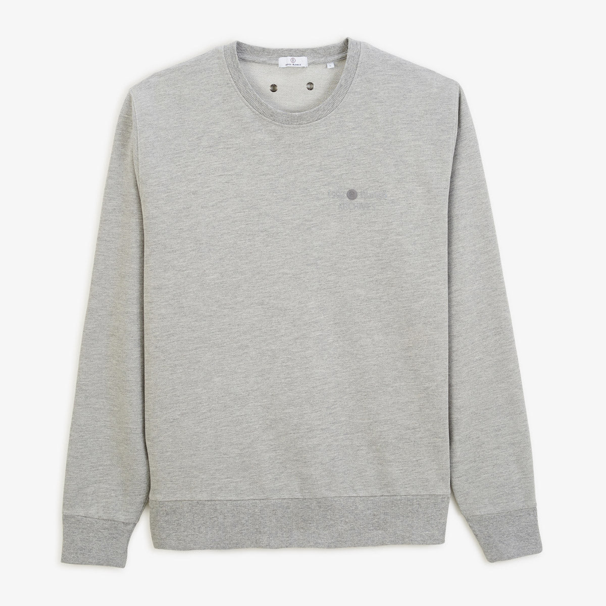 Round neck sweatshirt Archives Old dye in gray heather cotton Men SERGE BLANCO