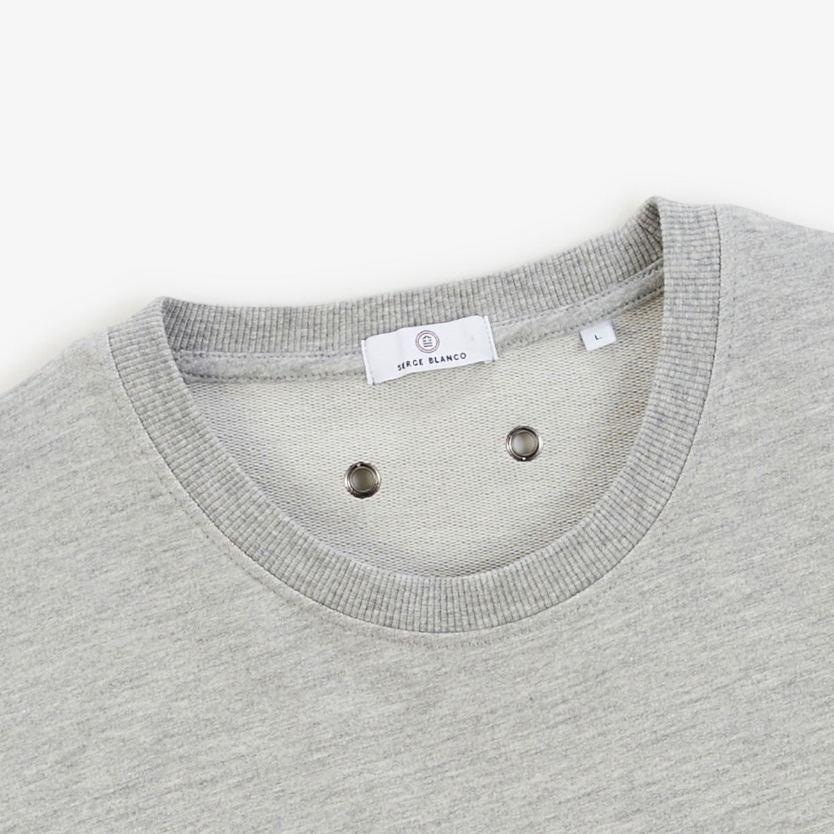 Round neck sweatshirt Archives Old dye in gray heather cotton Men SERGE BLANCO