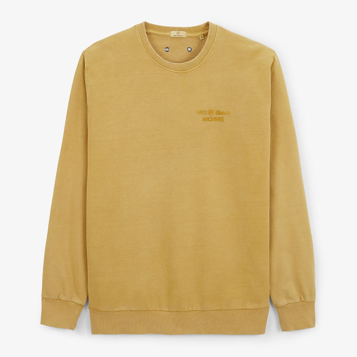 Men's SERGE BLANCO round neck sweatshirt in brass brown cotton with old dye finish