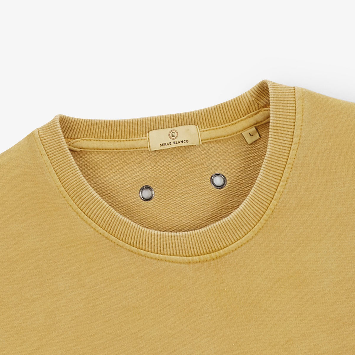 Men's SERGE BLANCO round neck sweatshirt in brass brown cotton with old dye finish