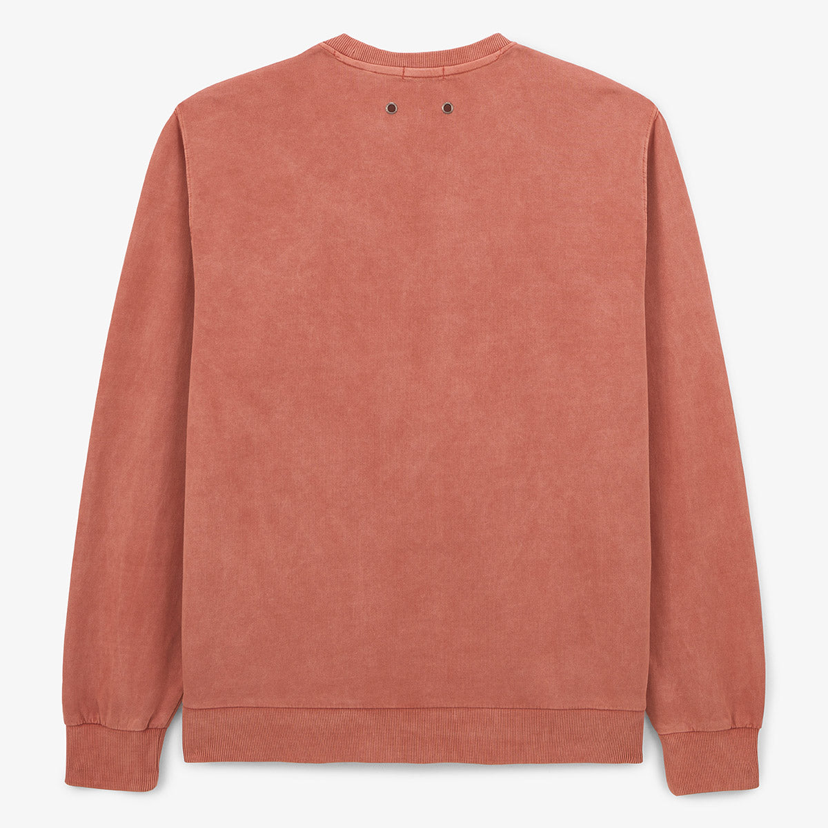 Men's rust orange cotton sweatshirt with round neck and vintage dye effect by SERGE BLANCO