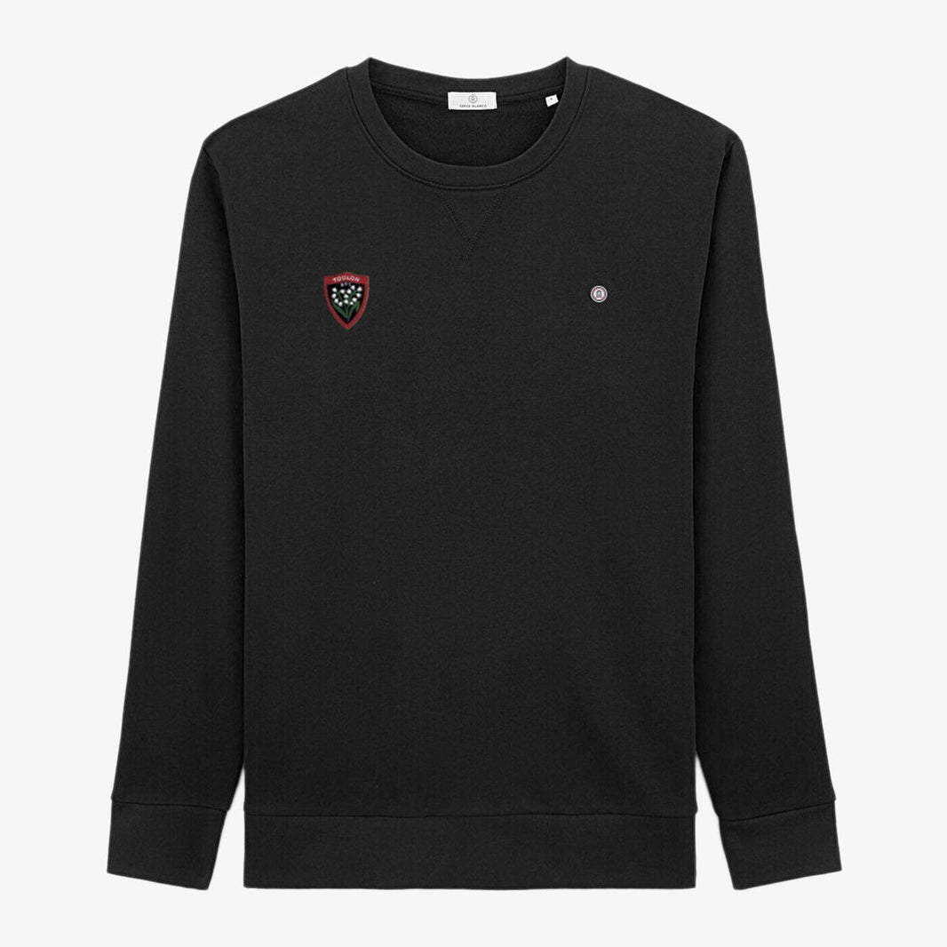 Men's Black RCT Crew Neck Sweatshirt with Logo on the Right Chest by SERGE BLANCO