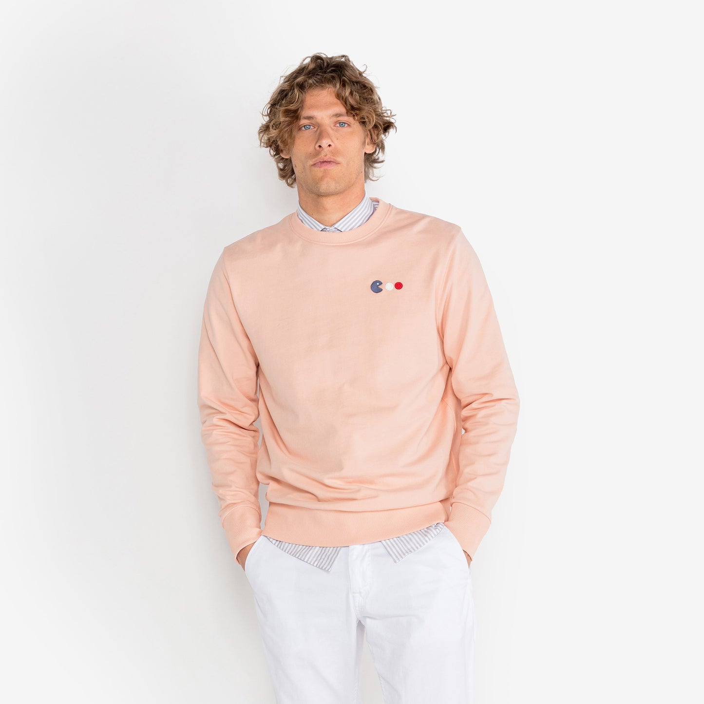 Sweat Sven En Coton Broderie Arcade Rose Skin Homme SERGE BLANCO