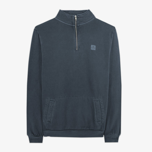 Sylvain sweatshirt with zipped collar, dark navy