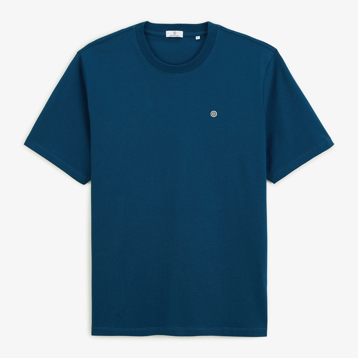 Maglietta girocollo blu opale in cotone con stampa sul retro BLANCO BIARRITZ Uomo SERGE BLANCO