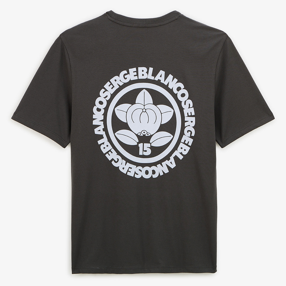 Camiseta de cuello redondo de algodón con estampado en la espalda gris carbón HOMBRE SERGE BLANCO