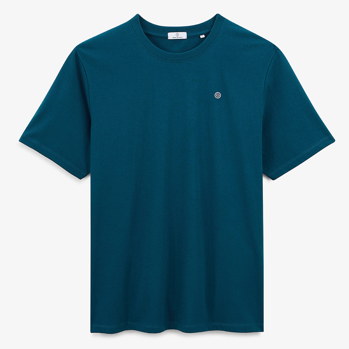 T-shirt col rond en coton imprime dos surf bleu opale HOMME SERGE BLANCO