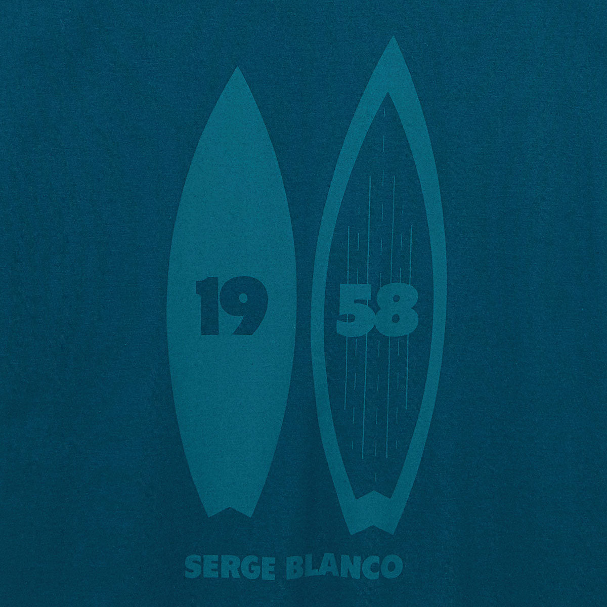 T-shirt col rond en coton imprime dos surf bleu opale HOMME SERGE BLANCO