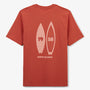 Men's round neck cotton T-shirt with rust orange surf print on the back by SERGE BLANCO