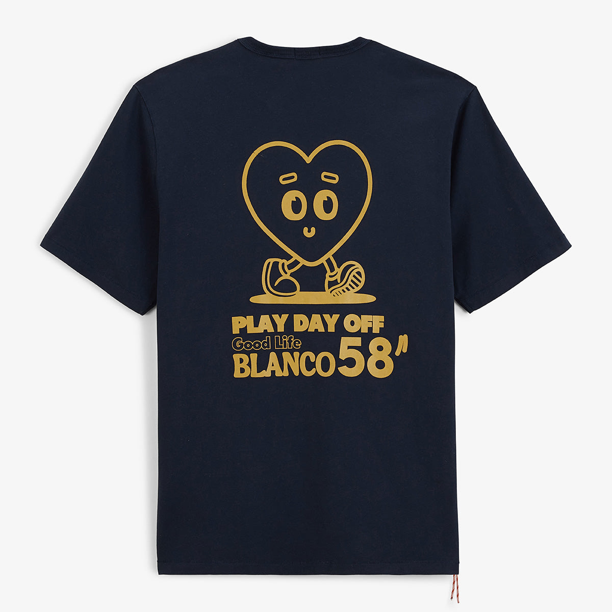 T-shirt Col Rond En Jersey de Coton Imprimé Dos Bleu Marine Homme SERGE BLANCO