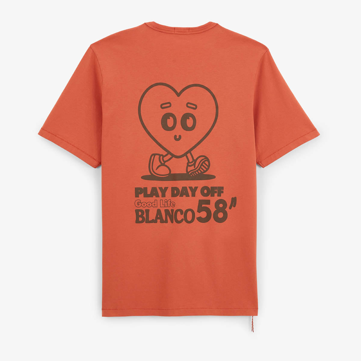 T-shirt Col Rond En Jersey de Coton Imprimé Dos Orange Rouille Homme SERGE BLANCO