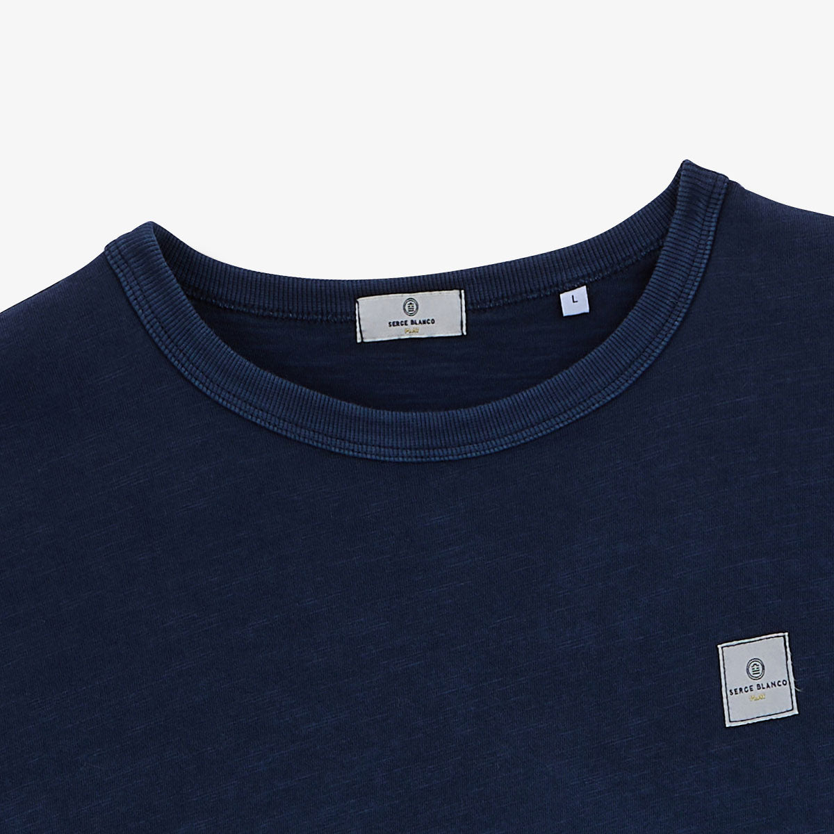 T-shirt girocollo in jersey di cotone slub pigment dye blu navy UOMO SERGE BLANCO