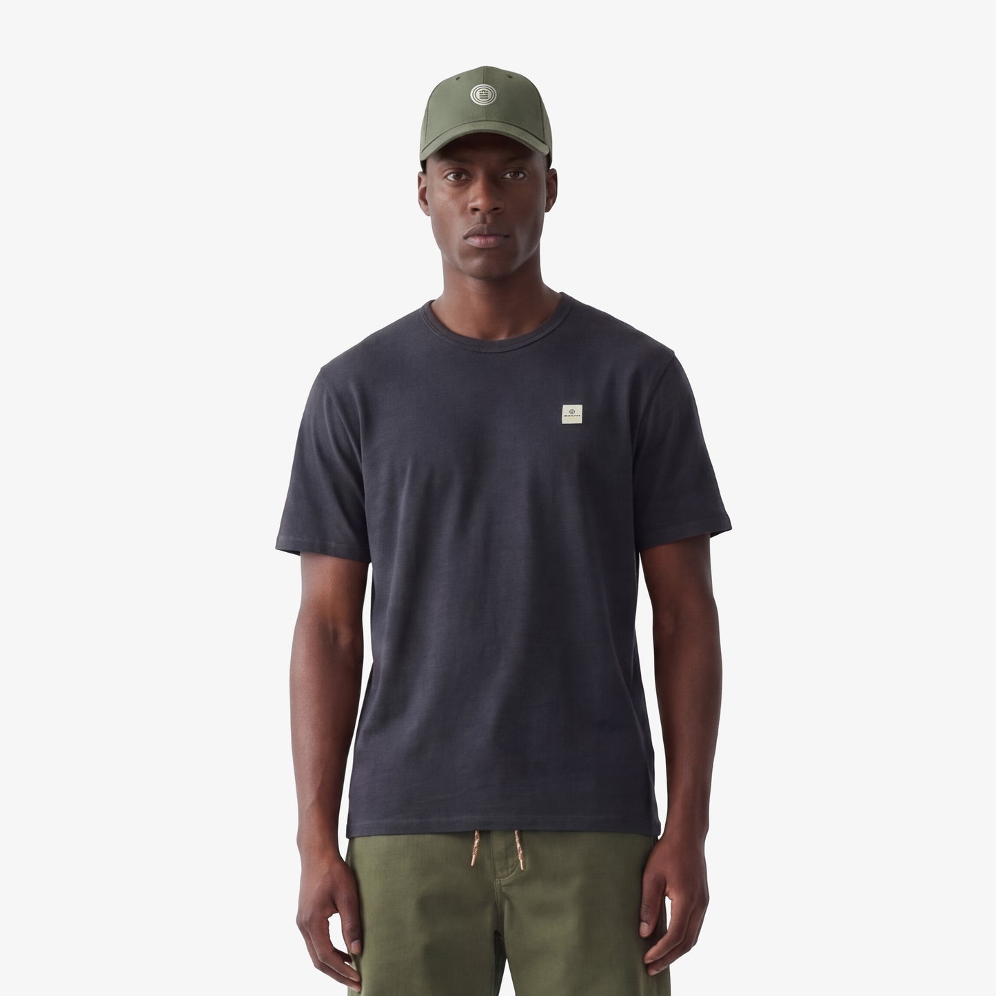 T-shirt col rond en jersey de coton slub pigment dye gris carbone