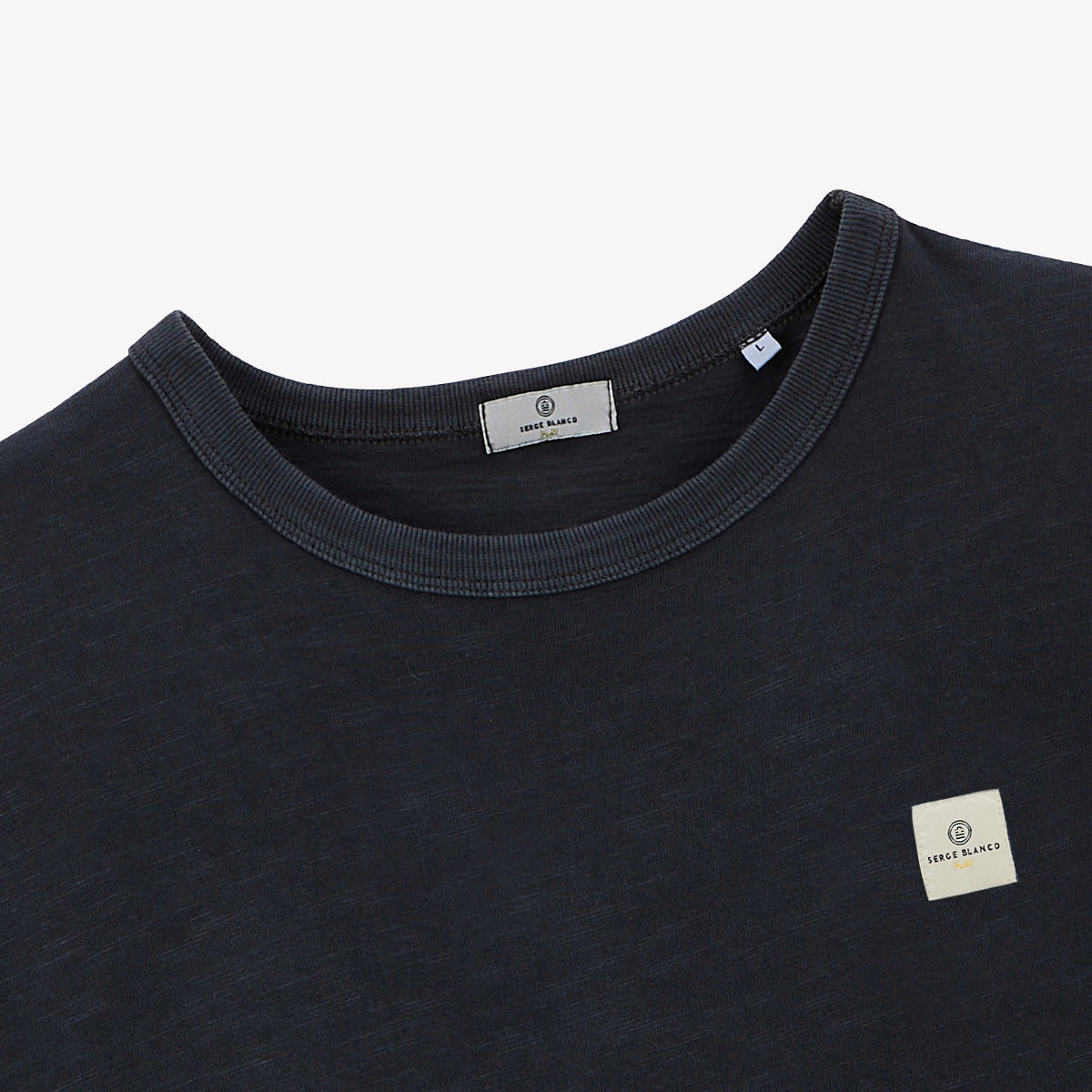 T-shirt girocollo in jersey di cotone slub pigment dye grigio antracite UOMO SERGE BLANCO