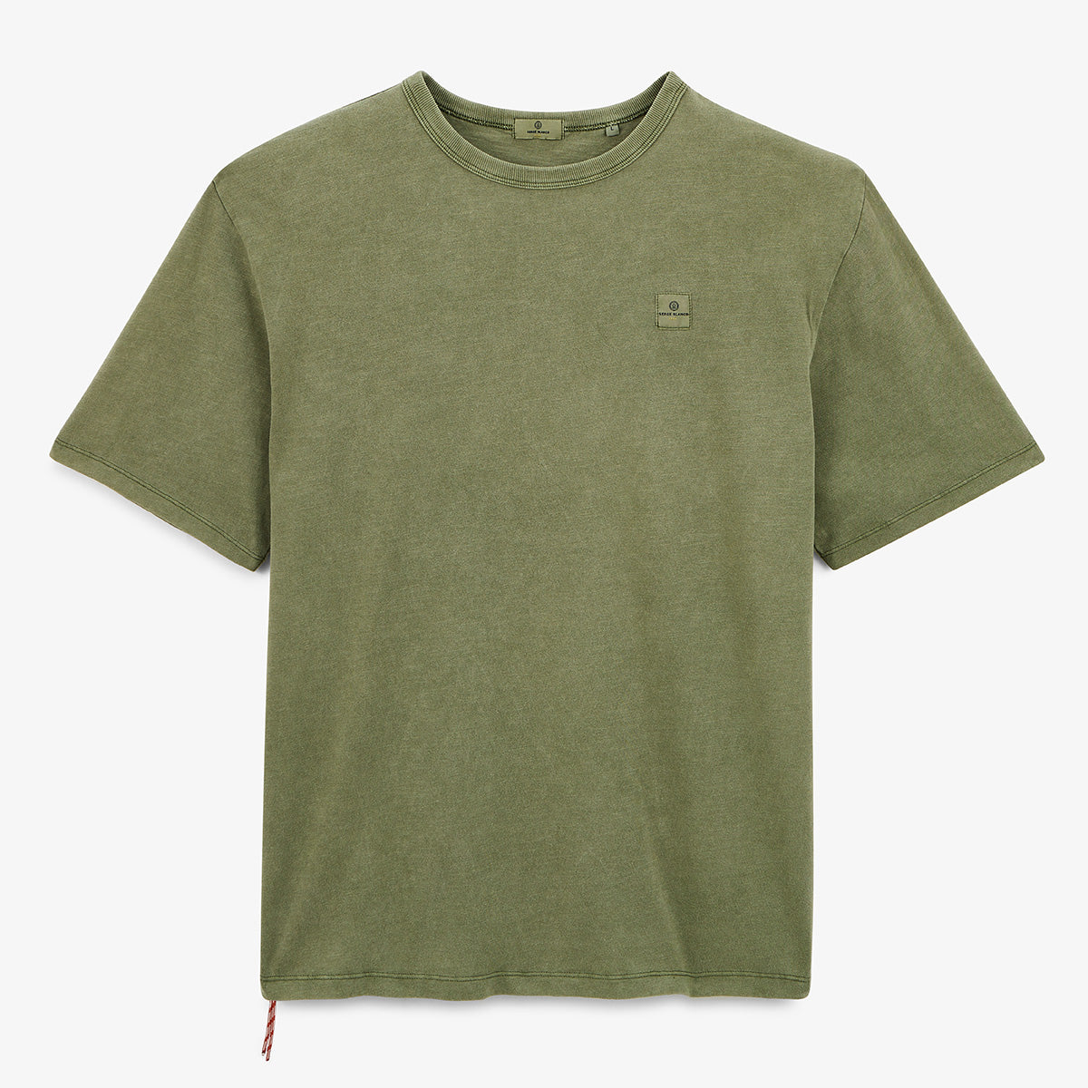 T-shirt girocollo in jersey di cotone slub pigment dye verde militare UOMO SERGE BLANCO