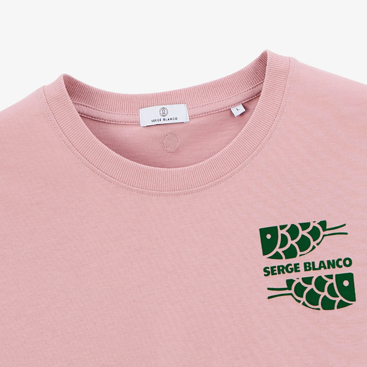 Maglietta girocollo con stampa sul petto in cotone rosa UOMO SERGE BLANCO