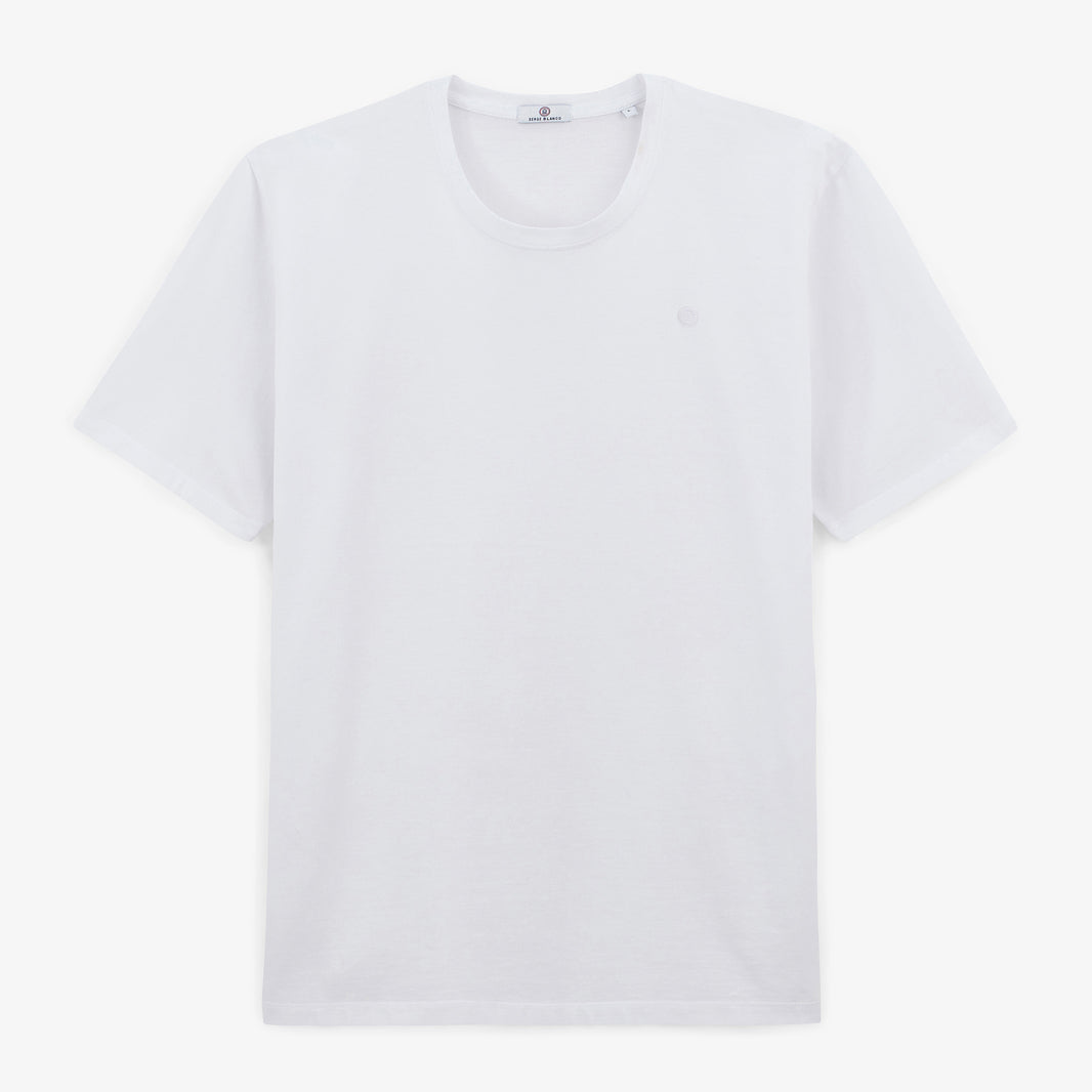 T-shirt col rond Théo blanc SERGE BLANCO vu de face.