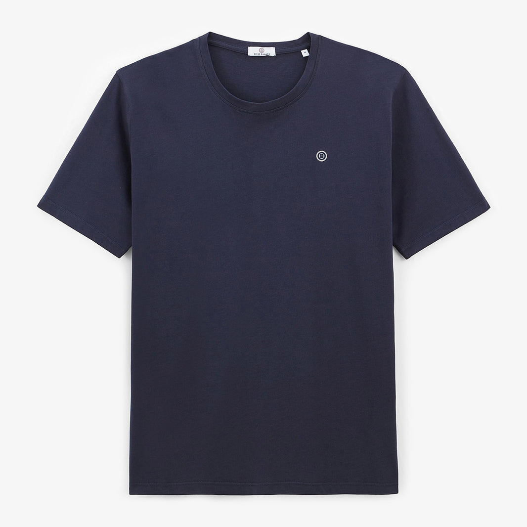 T-shirt col rond Theo en coton bleu marine HOMME SERGE BLANCO
