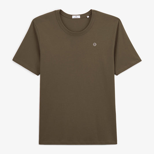 Tshirt col rond Theo en coton marron argile HOMME SERGE BLANCO