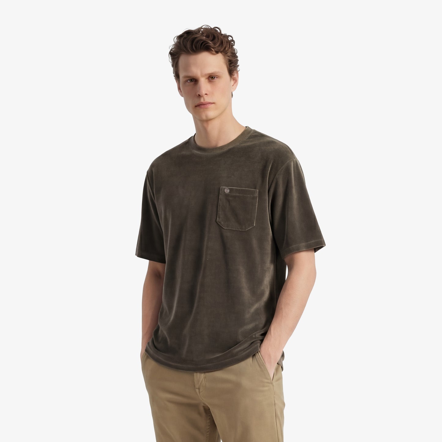 Camiseta de cuello redondo de Thor en tejido de rizo color marrón arcilla