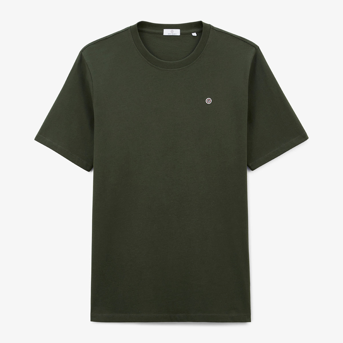 T-shirt Manches Courtes Col Rond En Coton Vert Militaire Théo Homme SERGE BLANCO