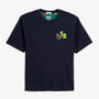 Maglietta a maniche corte con collo rotondo, con ricamo “Thor” di Funky Animals, blu navy, in twill, da uomo, Blanco