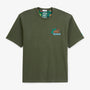 Funky Animals Embroidered Thor Short-Sleeve Round-Neck T-Shirt, Thyme Green, Men's Cotton Twill, Blanco