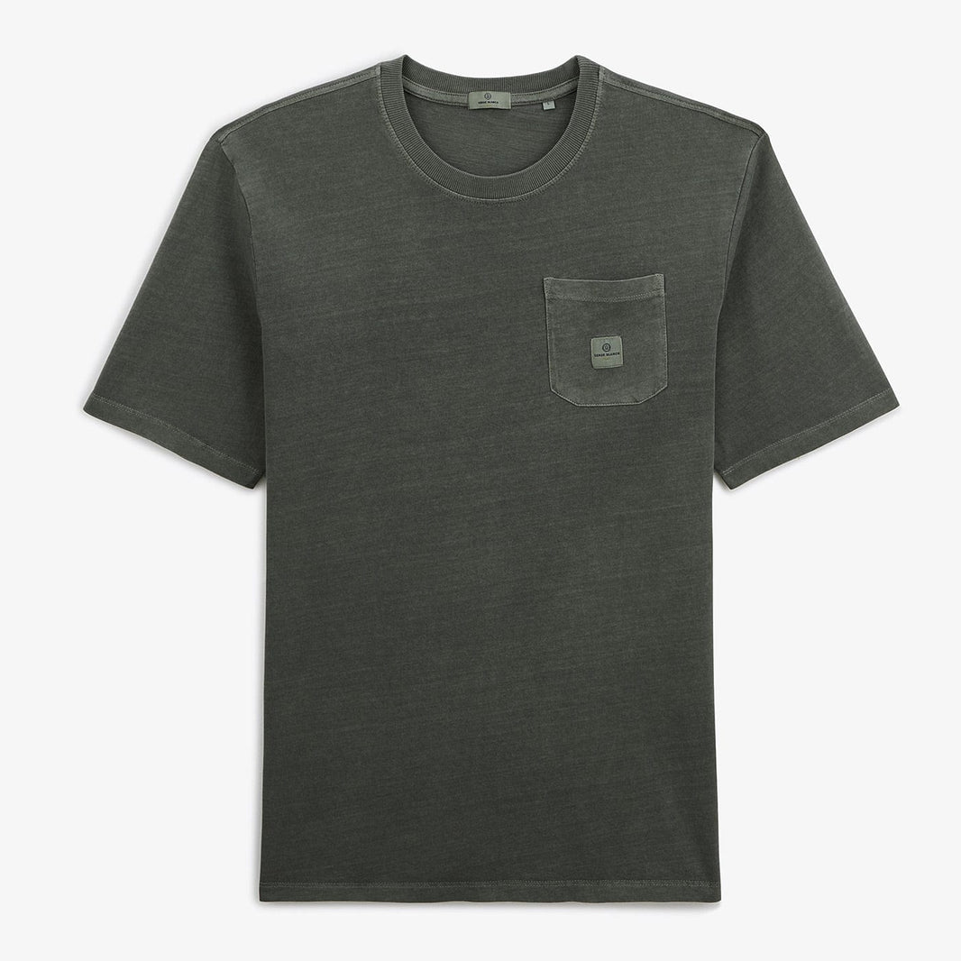 SERGE BLANCO Men's Charcoal Gray Short-Sleeve Round-Neck T-Shirt with Chest Pocket