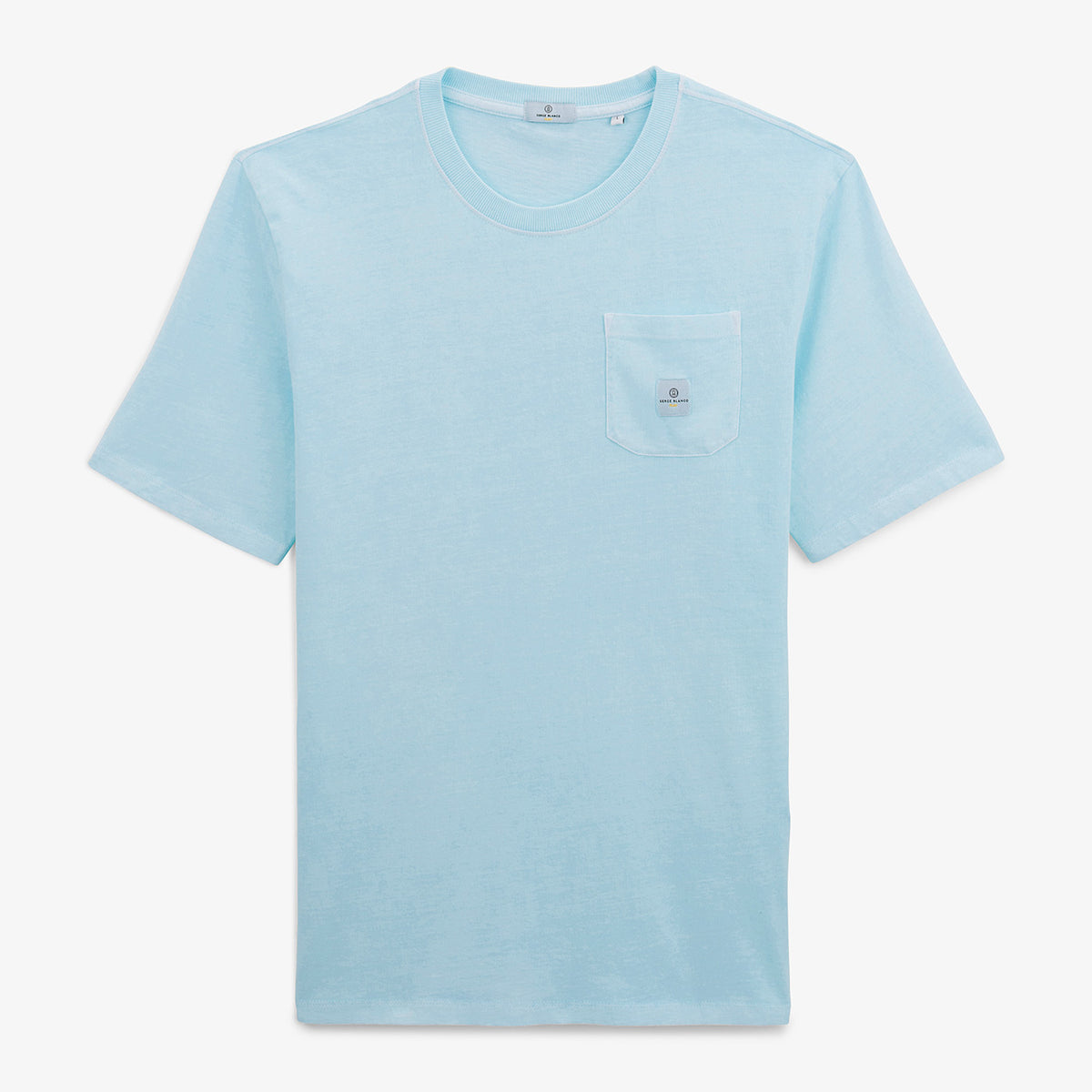 T-shirt Manches Courtes Col Rond Tim Bleu Ciel Avec Poche Poitrine Homme SERGE BLANCO