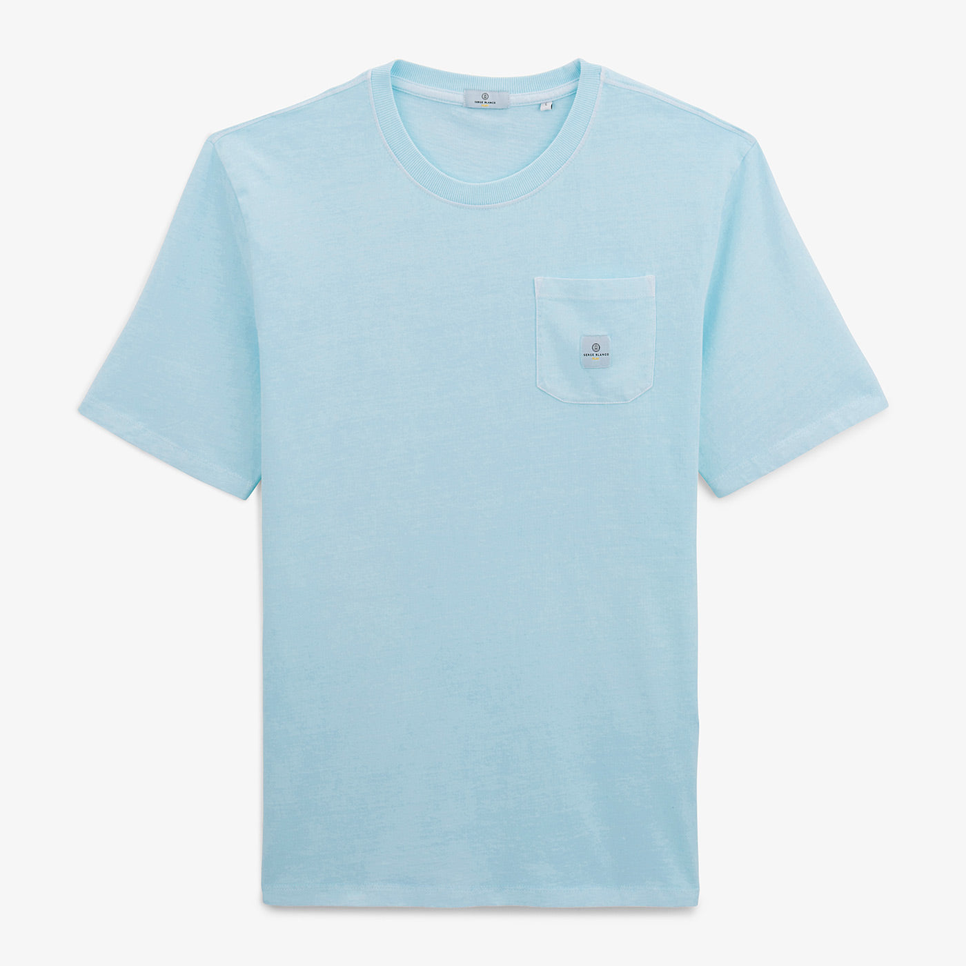 T-shirt Manches Courtes Col Rond Tim Bleu Ciel Avec Poche Poitrine Homme SERGE BLANCO