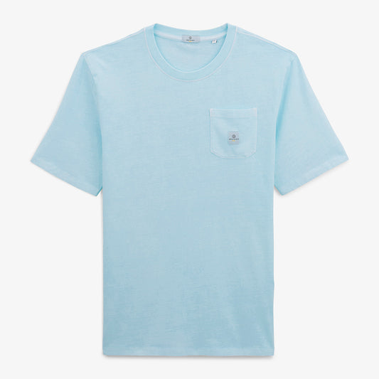 T-shirt Manches Courtes Col Rond Tim Bleu Ciel Avec Poche Poitrine Homme SERGE BLANCO