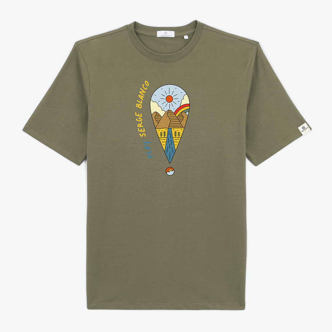 Kurzarm-T-Shirt mit Rundhalsausschnitt Turner Teakgrün Khaki Herren SERGE BLANCO