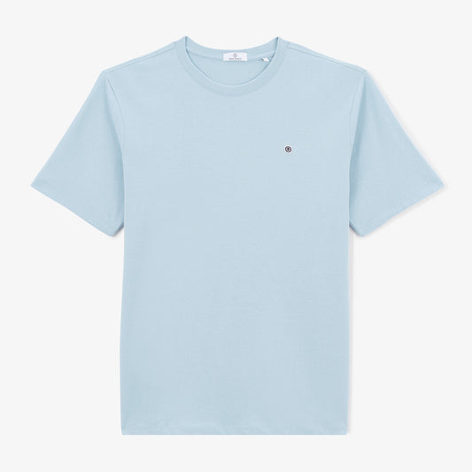 T-shirt Manches Courtes En Coton Col Rond Théo Bleu Ciel Homme SERGE BLANCO