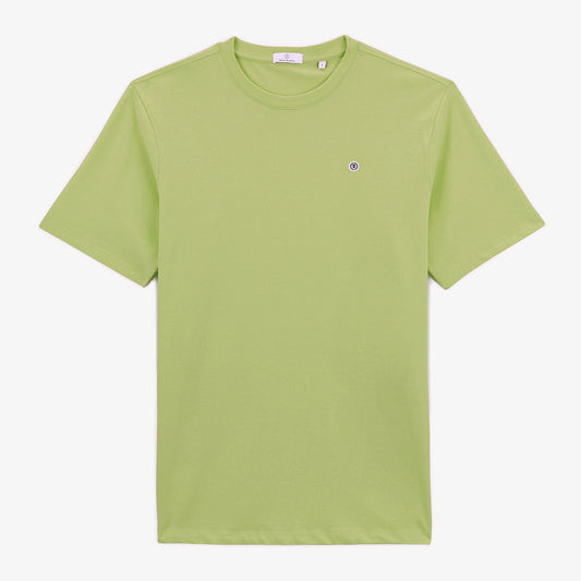 T-shirt Manches Courtes En Coton Col Rond Théo Vert Tilleul Homme SERGE BLANCO