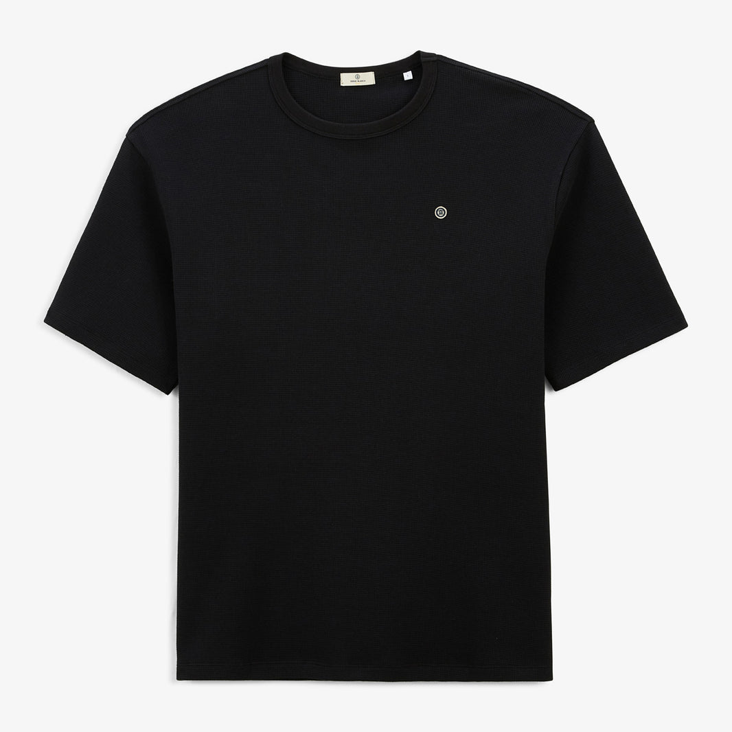 Camiseta oversize de manga corta de algodón gofrado negro Toussaint para hombre SERGE BLANCO