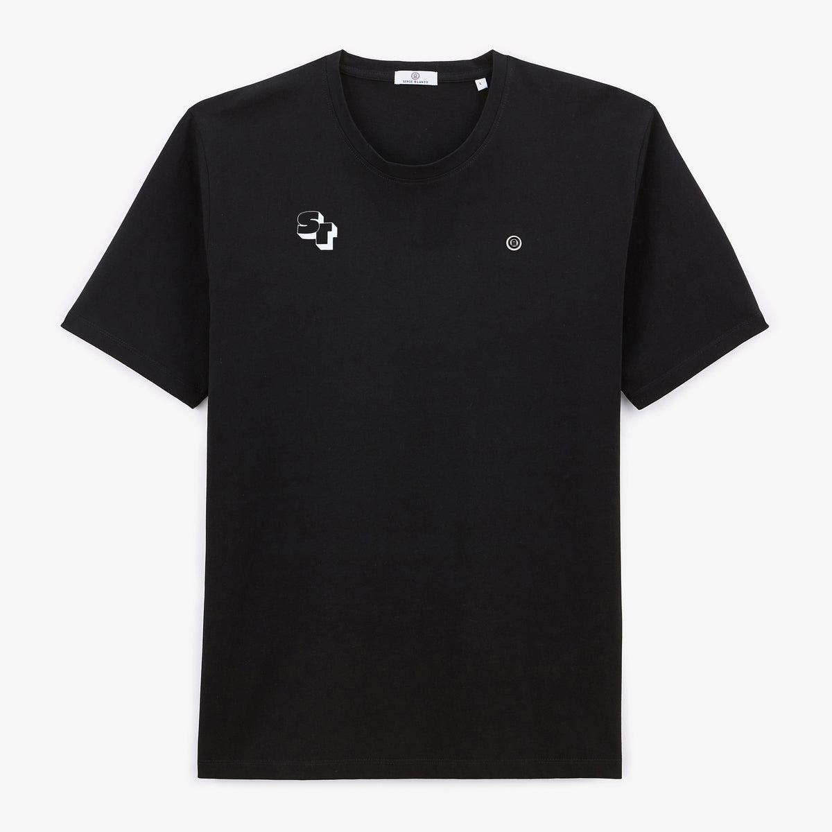 Black "ST 3D" Stade Toulousain T-shirt, shown laid flat, front view.