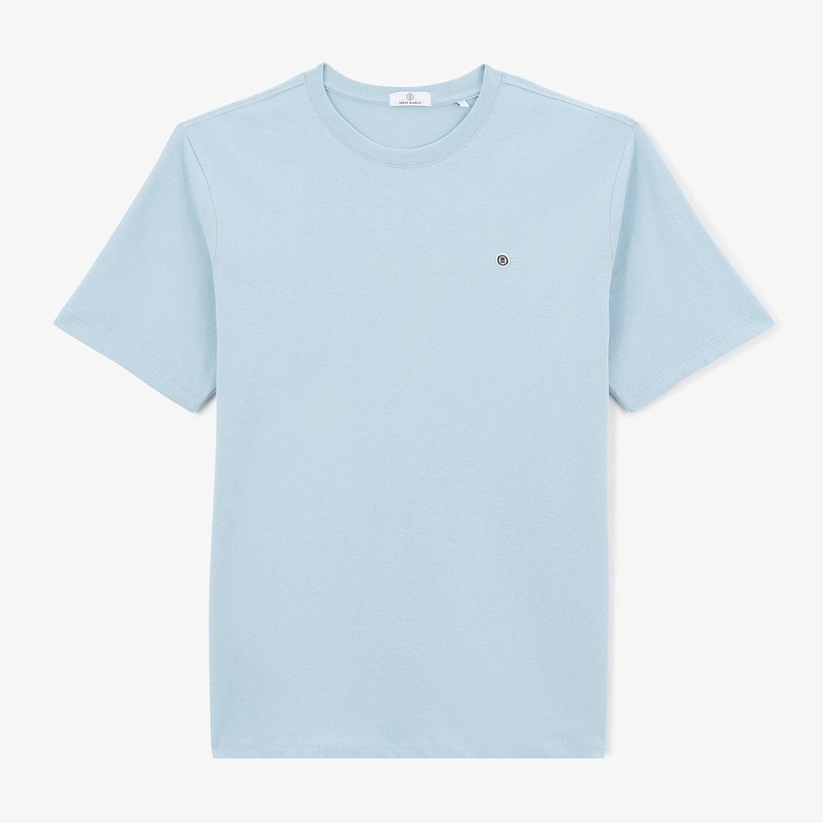 T-shirt Manches Courtes En Coton Col Rond Théo Bleu Ciel Homme SERGE BLANCO