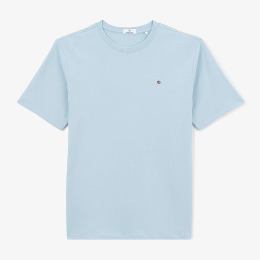 T-shirt Manches Courtes En Coton Col Rond Théo Bleu Ciel Homme SERGE BLANCO